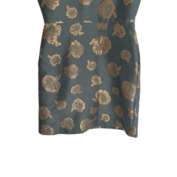 Ann Taylor Floral Gold Metallic Sheath Mini Dress Size 2P Party Cocktail Dressy - Picture 3 of 16